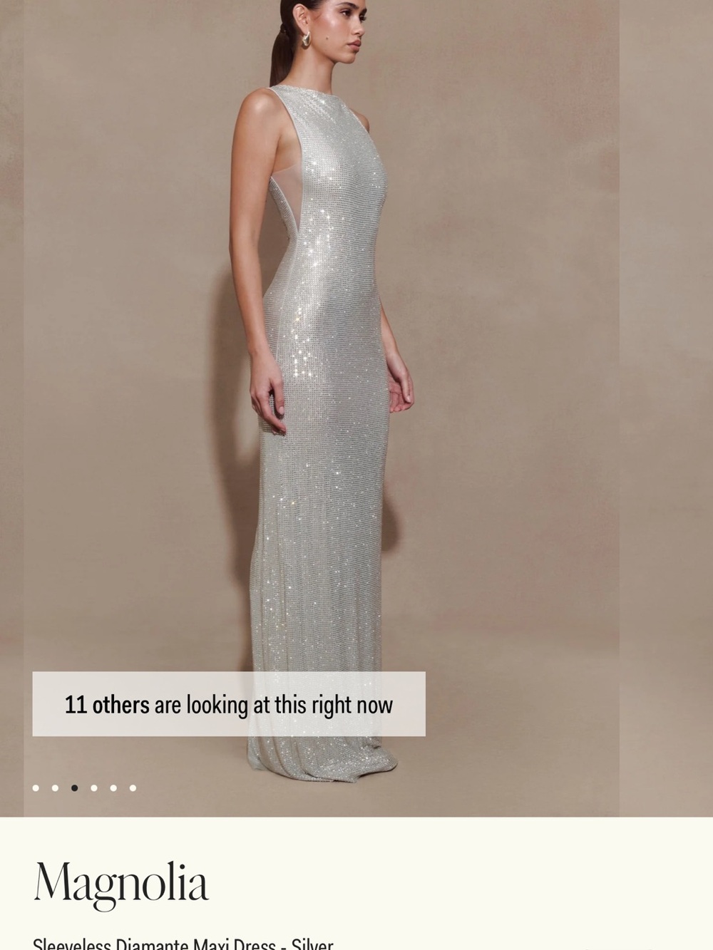 NWT Meshki Silver Sleeveless Diamante Maxi Dress